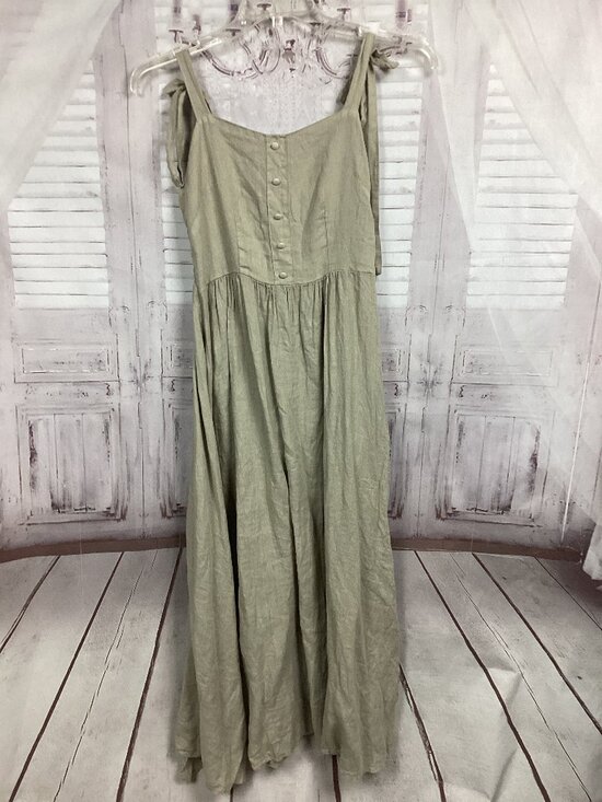 Francesca Bettini Dresses & Skirts - Francesca Bettini Linen Dress Khaki Midi Tied Straps S